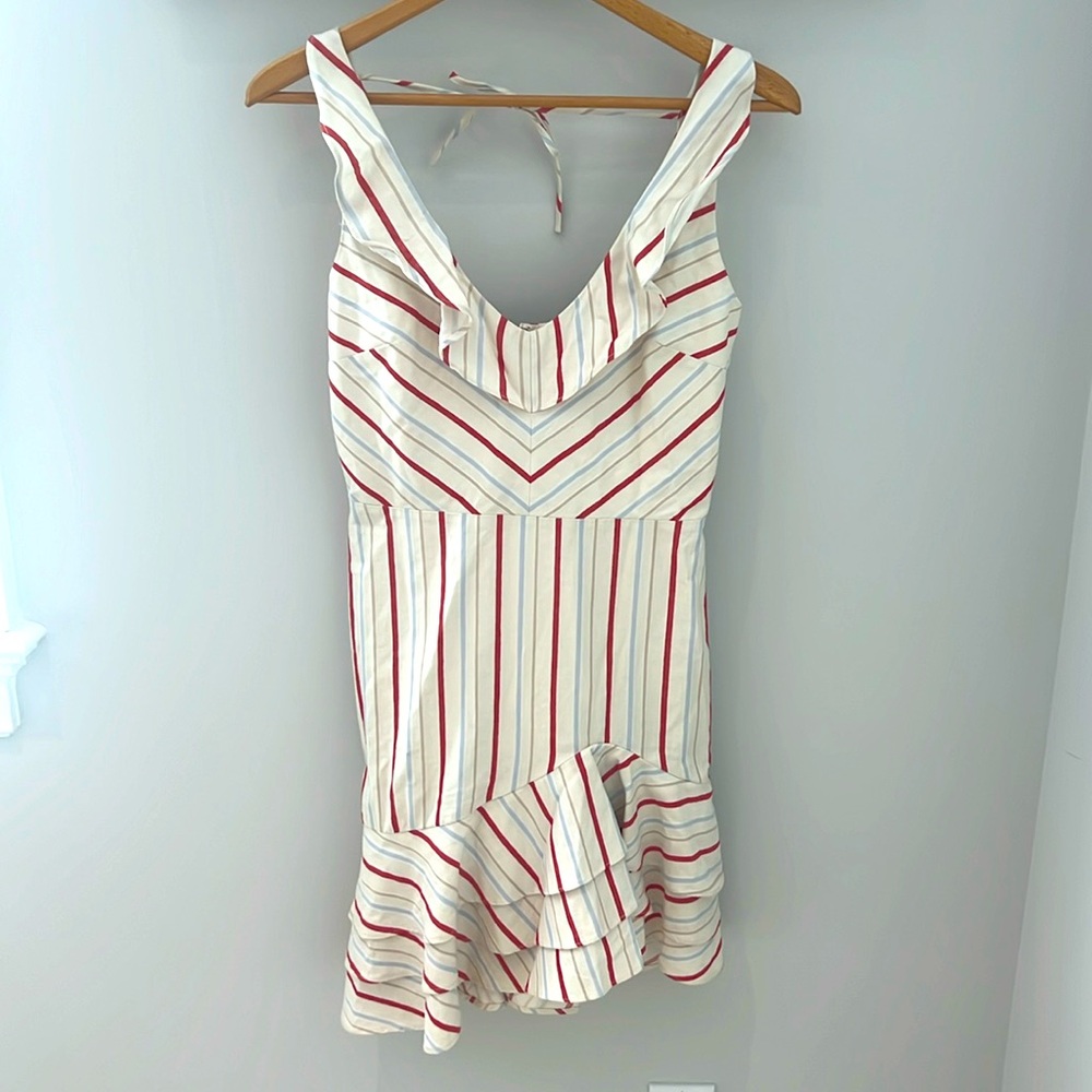 Parker Aldo Striped Flounce mini dress size 2